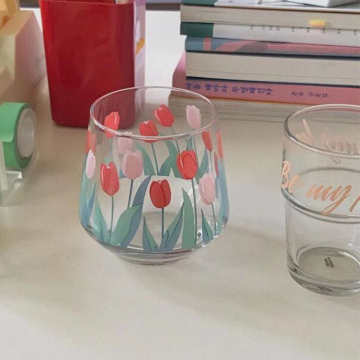 Hand painted tulip glass